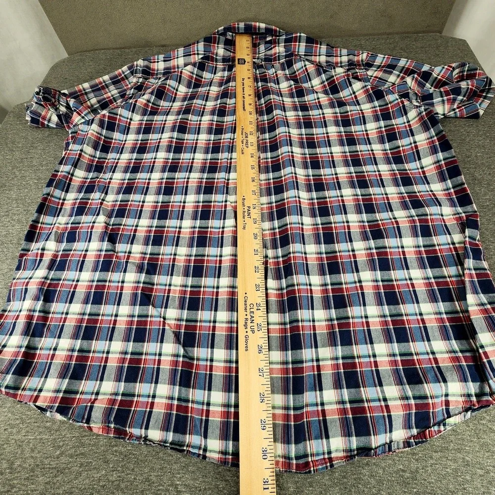 Eddie Bauer sz XL Men‎ Button Up Shirt Plaid Blue Red Green White Short Sleeve